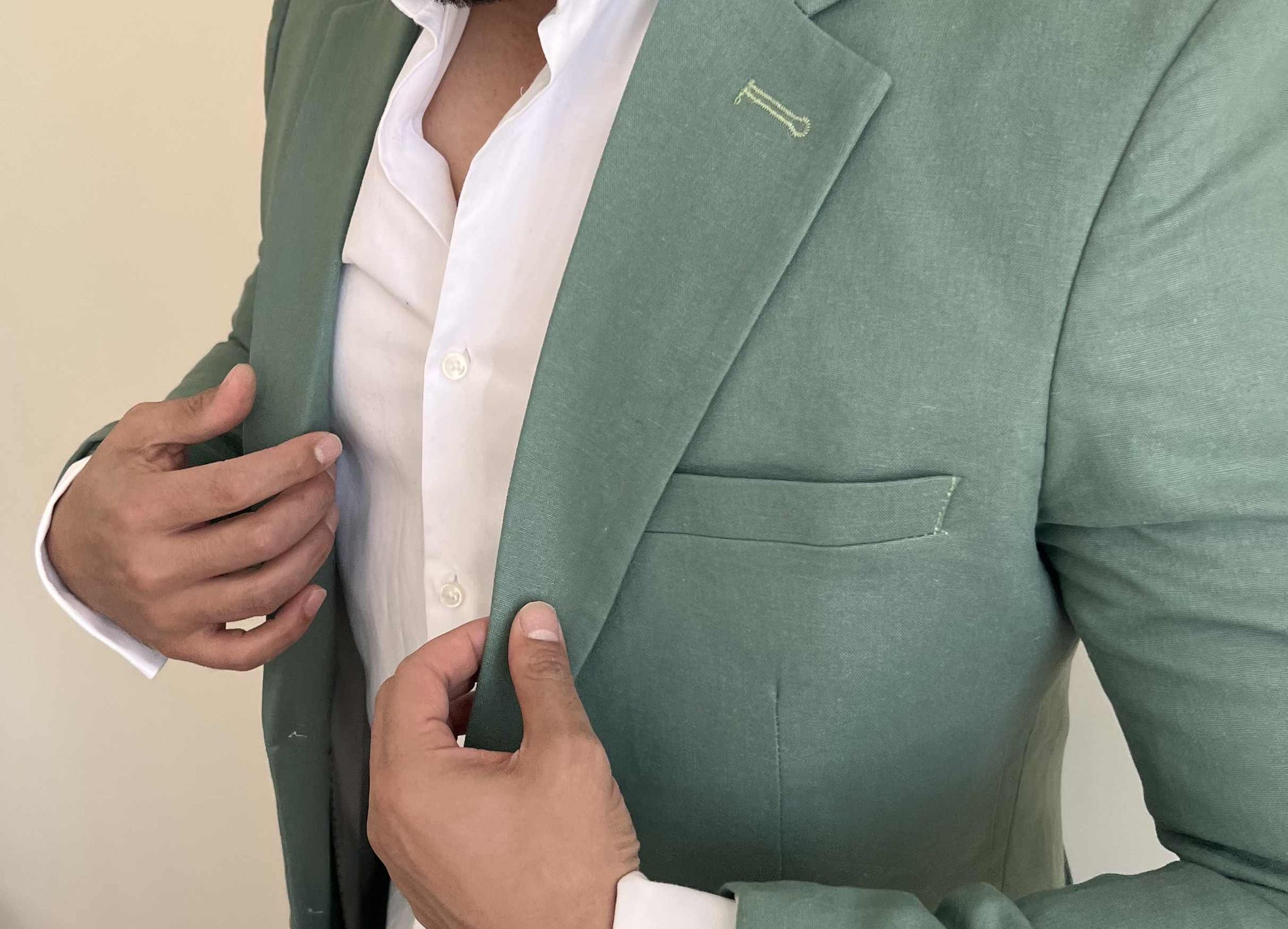 2 Piece Linen Sage Green Suit